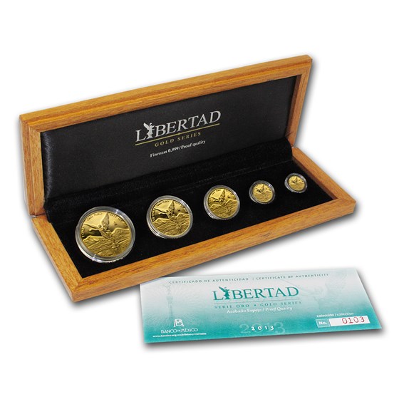 2013 Mexico 5-Coin Gold Libertad Proof Set (1.9 oz, Box & COA) 2013 Mexico 5-Coin Gold Libertad Proof Set (1.9 oz, Box & COA)